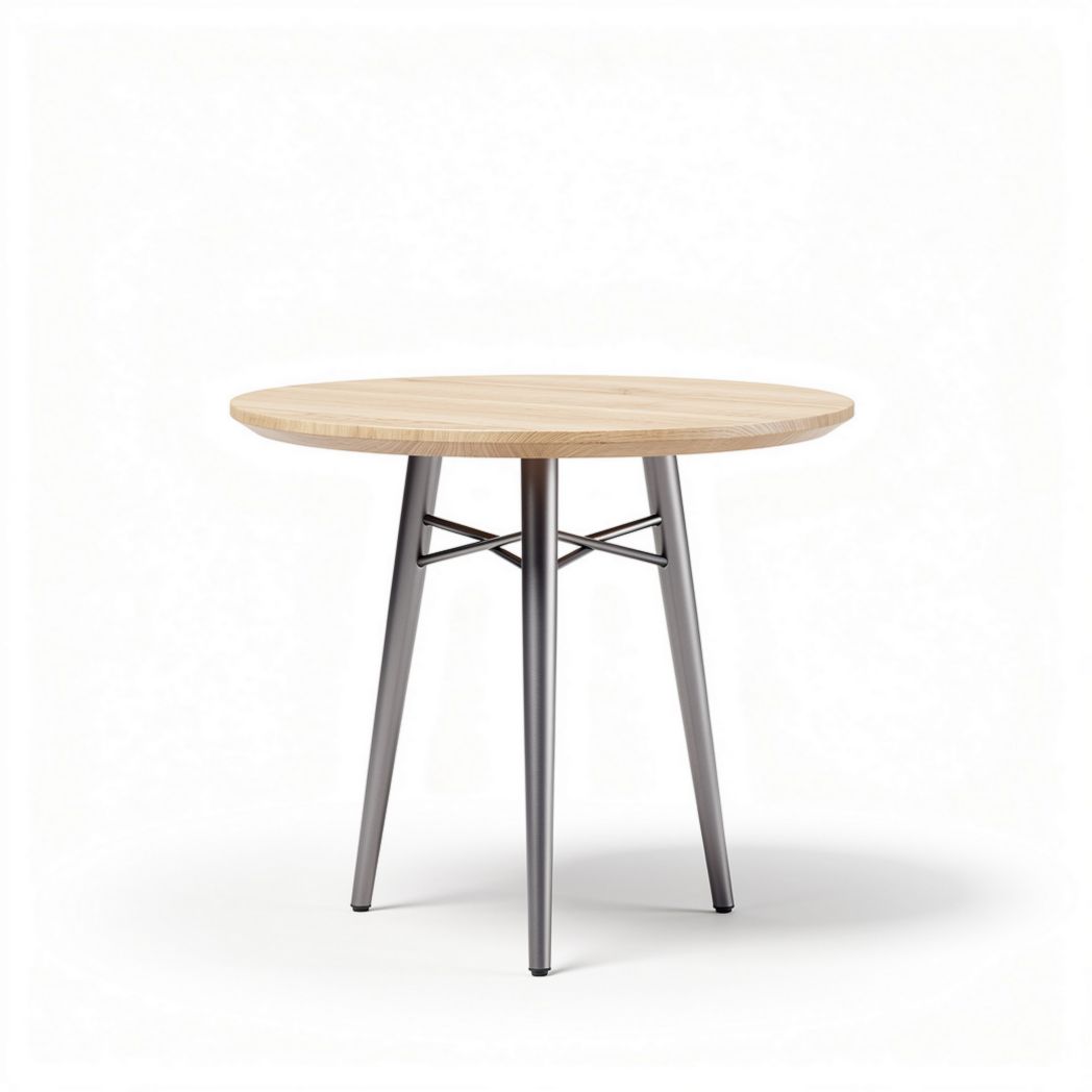 Mesa redonda de madeira com pernas metálicas 70 x 70 x 75cm