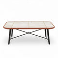 Mesa de centro retangular em mármore e metal 120 x 60 x 45cm